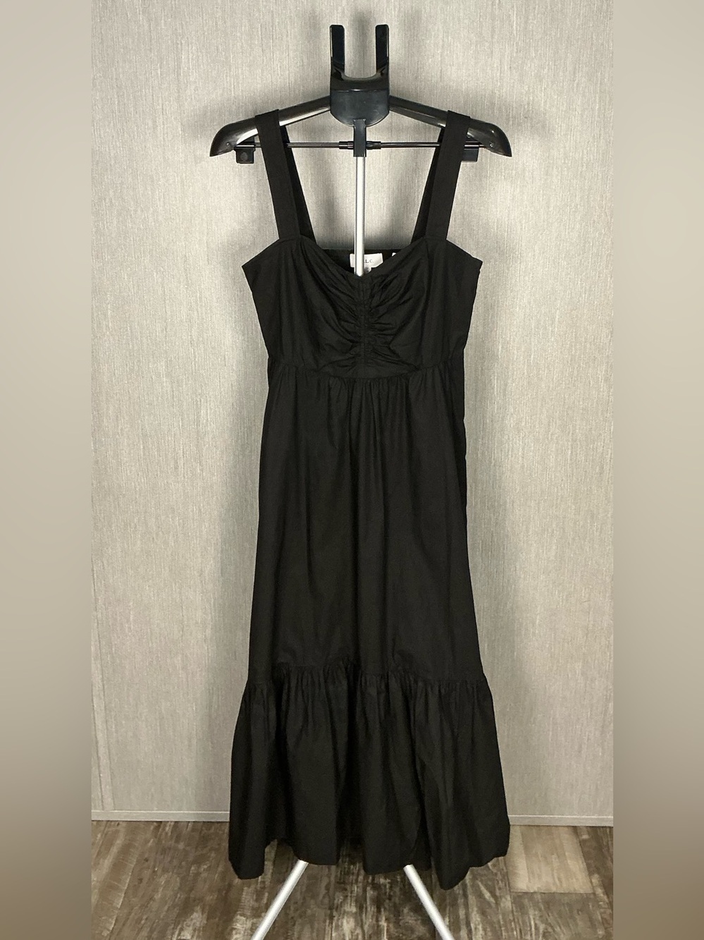 A.L.C. Black Ruched Bodice Maxi Dress with Wide Straps Size 10 - Picture 16 of 16